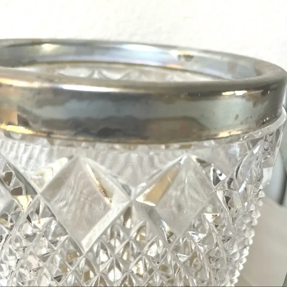 Small vintage glass and silver ice bucket